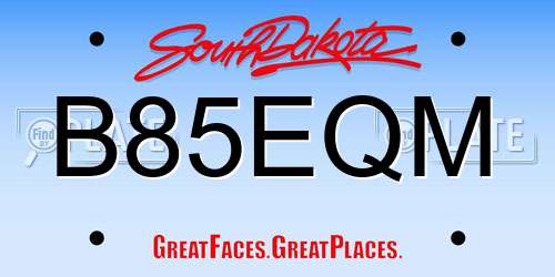 B85EQM South Dakota License Plate