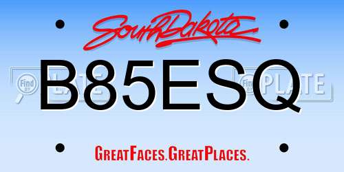 B85ESQ South Dakota License Plate
