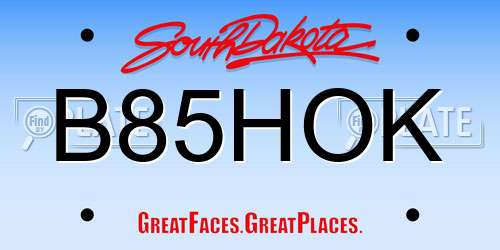 B85HOK South Dakota License Plate