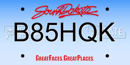 B85HQK South Dakota License Plate