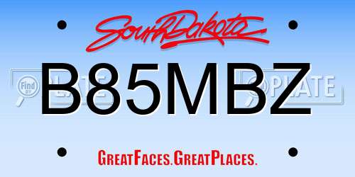 B85MBZ South Dakota License Plate