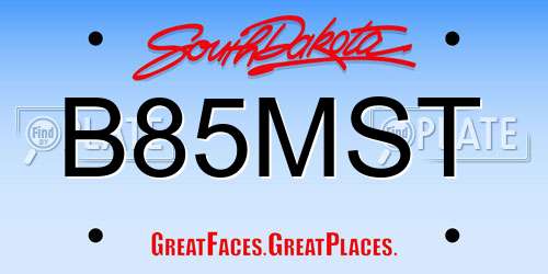 B85MST South Dakota License Plate