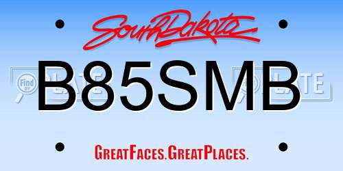 B85SMB South Dakota License Plate
