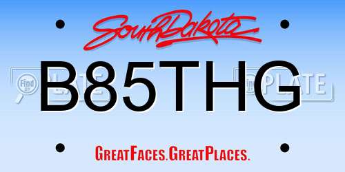 B85THG South Dakota License Plate