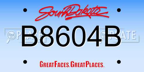 B8604B South Dakota License Plate