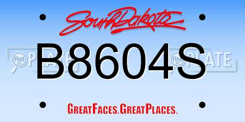B8604S South Dakota License Plate