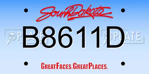 B8611D South Dakota License Plate