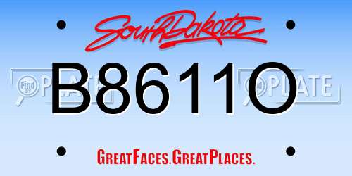 B8611O South Dakota License Plate