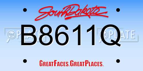 B8611Q South Dakota License Plate