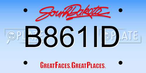 B861ID South Dakota License Plate