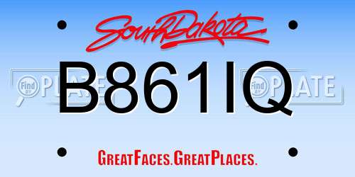 B861IQ South Dakota License Plate