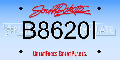 B8620I South Dakota License Plate