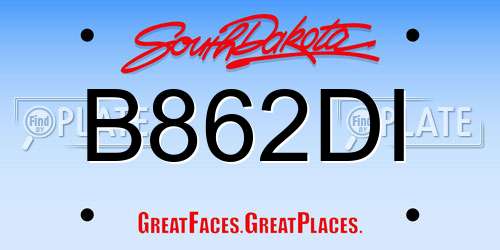 B862DI South Dakota License Plate