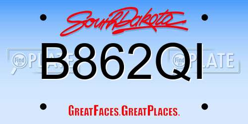 B862QI South Dakota License Plate