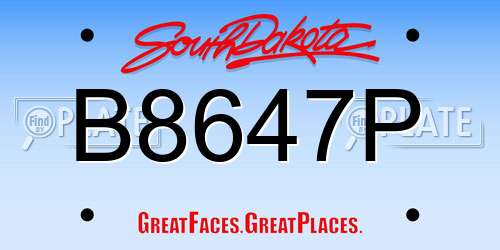 B8647P South Dakota License Plate