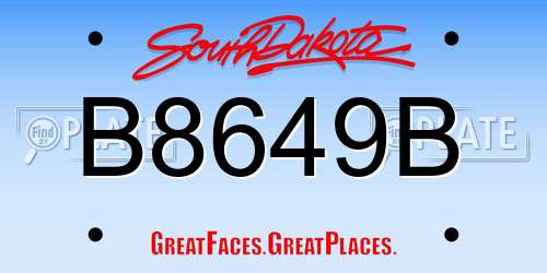 B8649B South Dakota License Plate