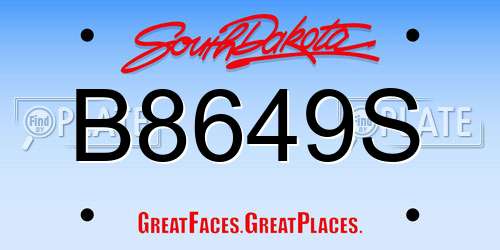 B8649S South Dakota License Plate