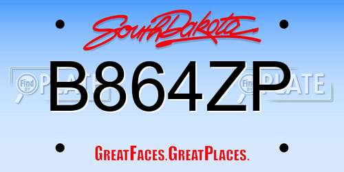 B864ZP South Dakota License Plate