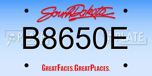 B8650E South Dakota License Plate