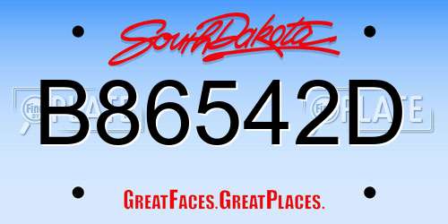 B86542D South Dakota License Plate