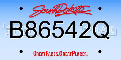 B86542Q South Dakota License Plate