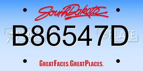 B86547D South Dakota License Plate