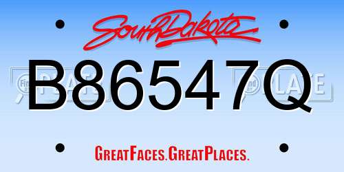 B86547Q South Dakota License Plate