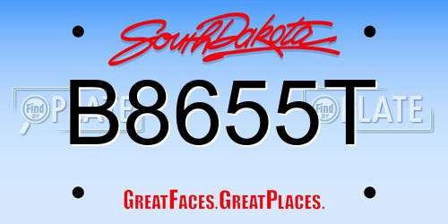 B8655T South Dakota License Plate