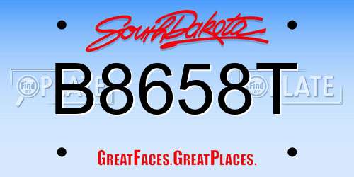 B8658T South Dakota License Plate