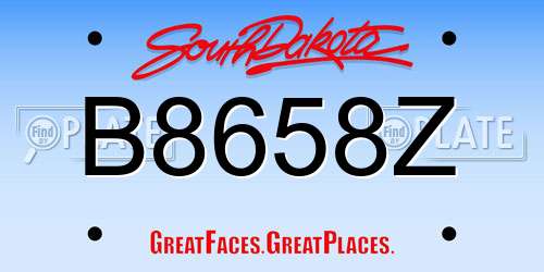 B8658Z South Dakota License Plate