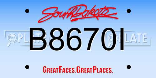 B8670I South Dakota License Plate
