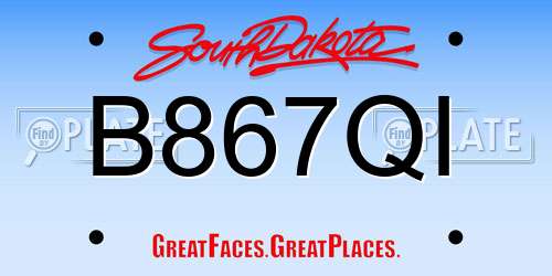 B867QI South Dakota License Plate