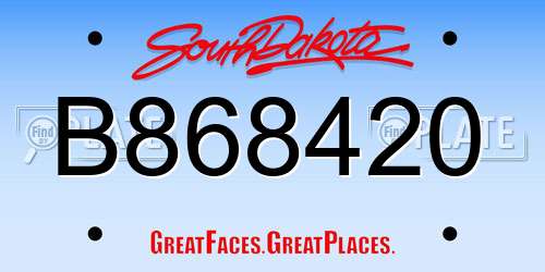 B868420 South Dakota License Plate