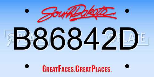 B86842D South Dakota License Plate