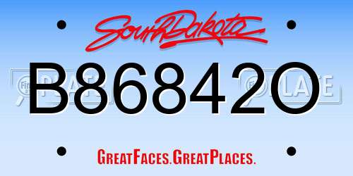 B86842O South Dakota License Plate