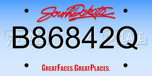 B86842Q South Dakota License Plate