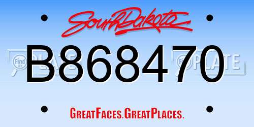 B868470 South Dakota License Plate