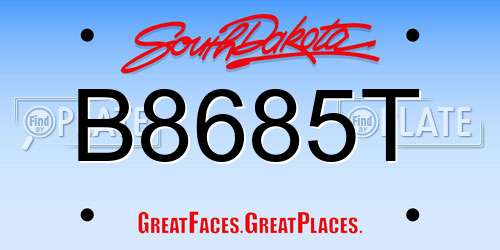 B8685T South Dakota License Plate