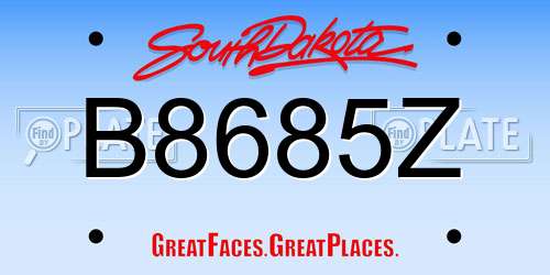 B8685Z South Dakota License Plate