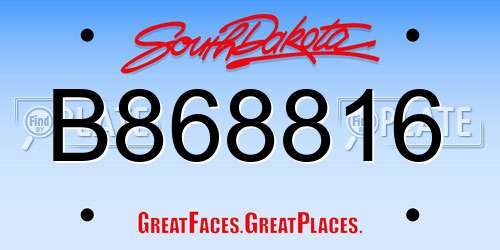B868816 South Dakota License Plate