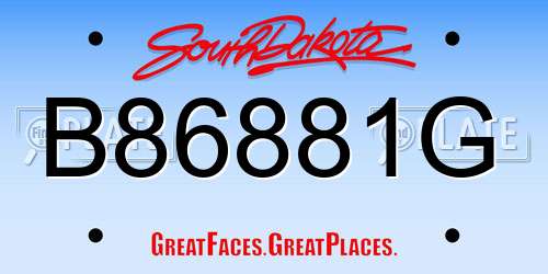B86881G South Dakota License Plate