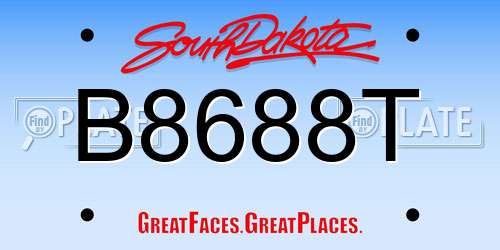 B8688T South Dakota License Plate