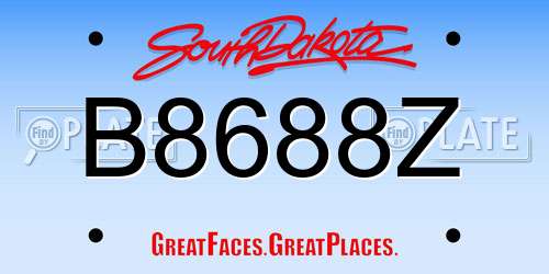 B8688Z South Dakota License Plate