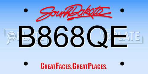 B868QE South Dakota License Plate
