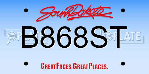B868ST South Dakota License Plate