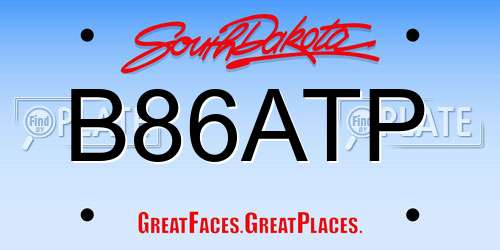 B86ATP South Dakota License Plate