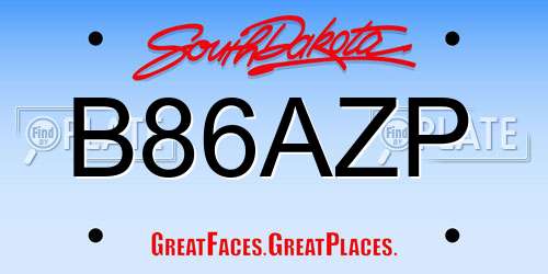 B86AZP South Dakota License Plate