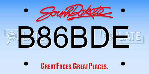 B86BDE South Dakota License Plate