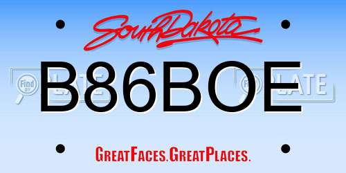 B86BOE South Dakota License Plate