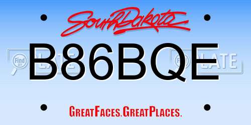 B86BQE South Dakota License Plate